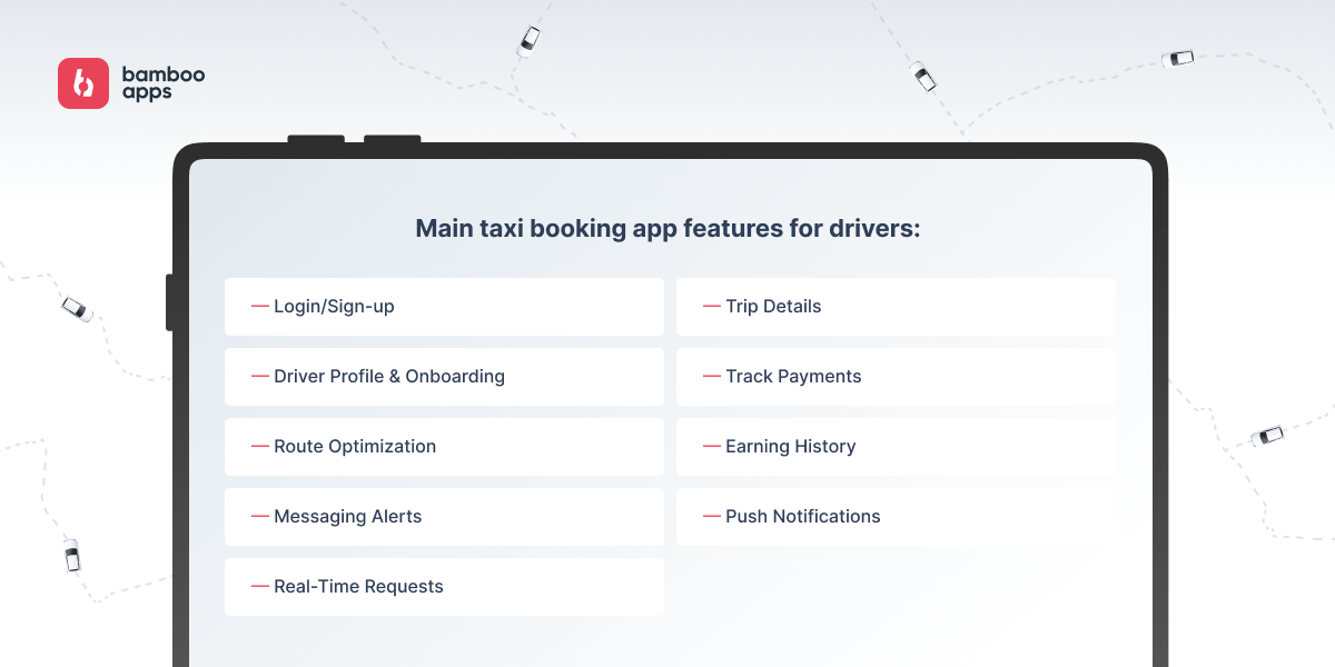 taxi booking app features for drivers