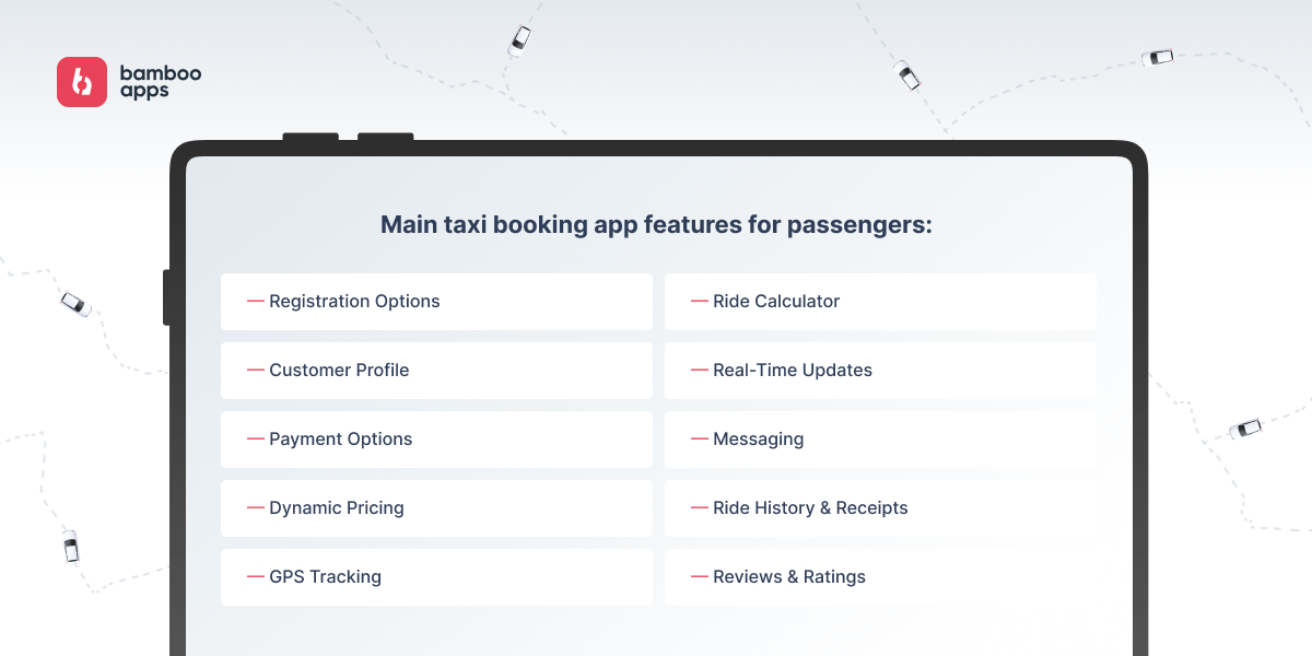 taxi booking app features for passengers