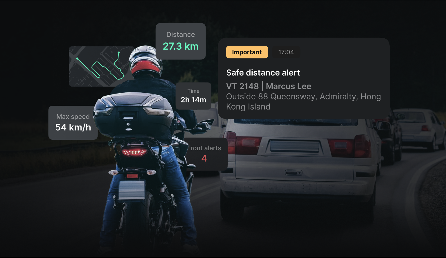 safety and monitoring system for motorcycles