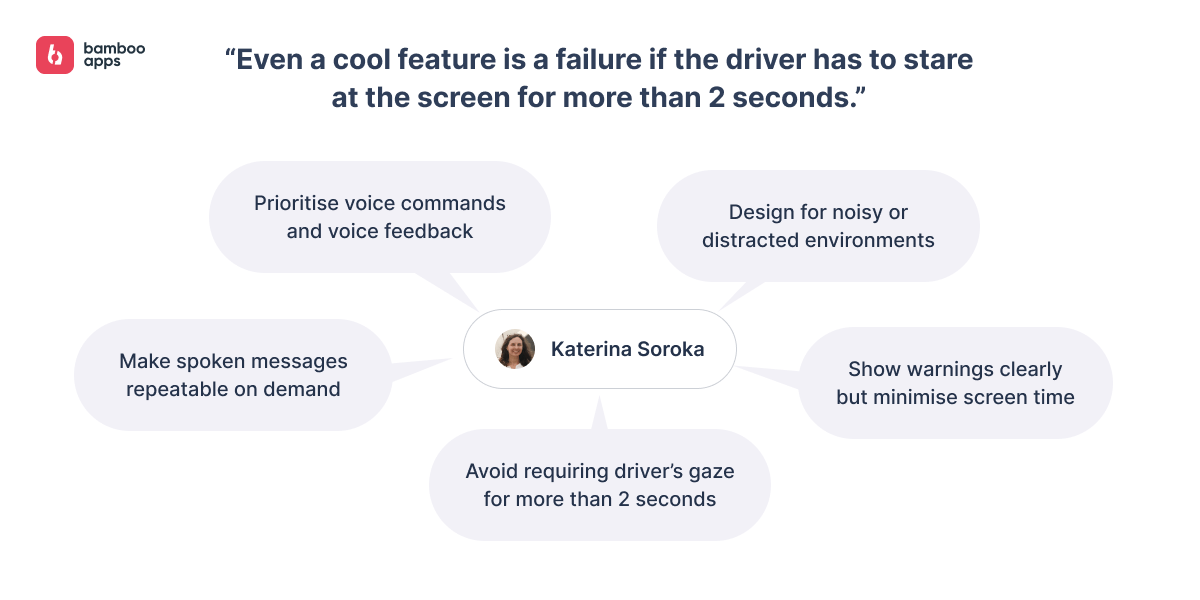 Safety-related recommendations for Android Auto app development from Katerina Soroka, Android developer at Bamboo Apps