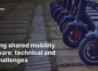 Poster of the article: electric scooters lined up outdoors, symbolising shared mobility software scaling