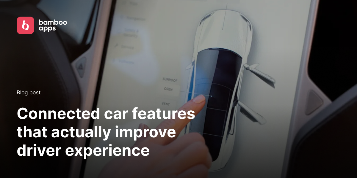 Banner: Driver adjusting connected car features on a touchscreen to improve the driving experience
