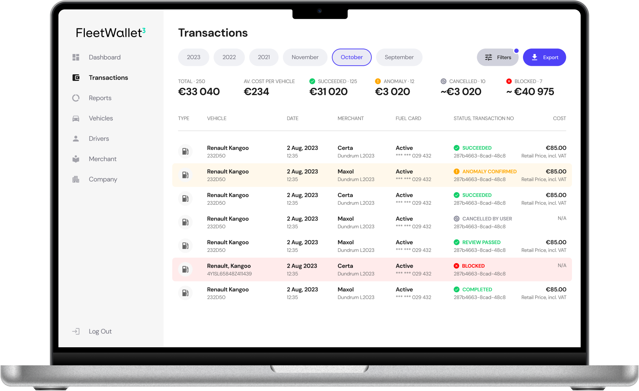 Transactions list Transactions list